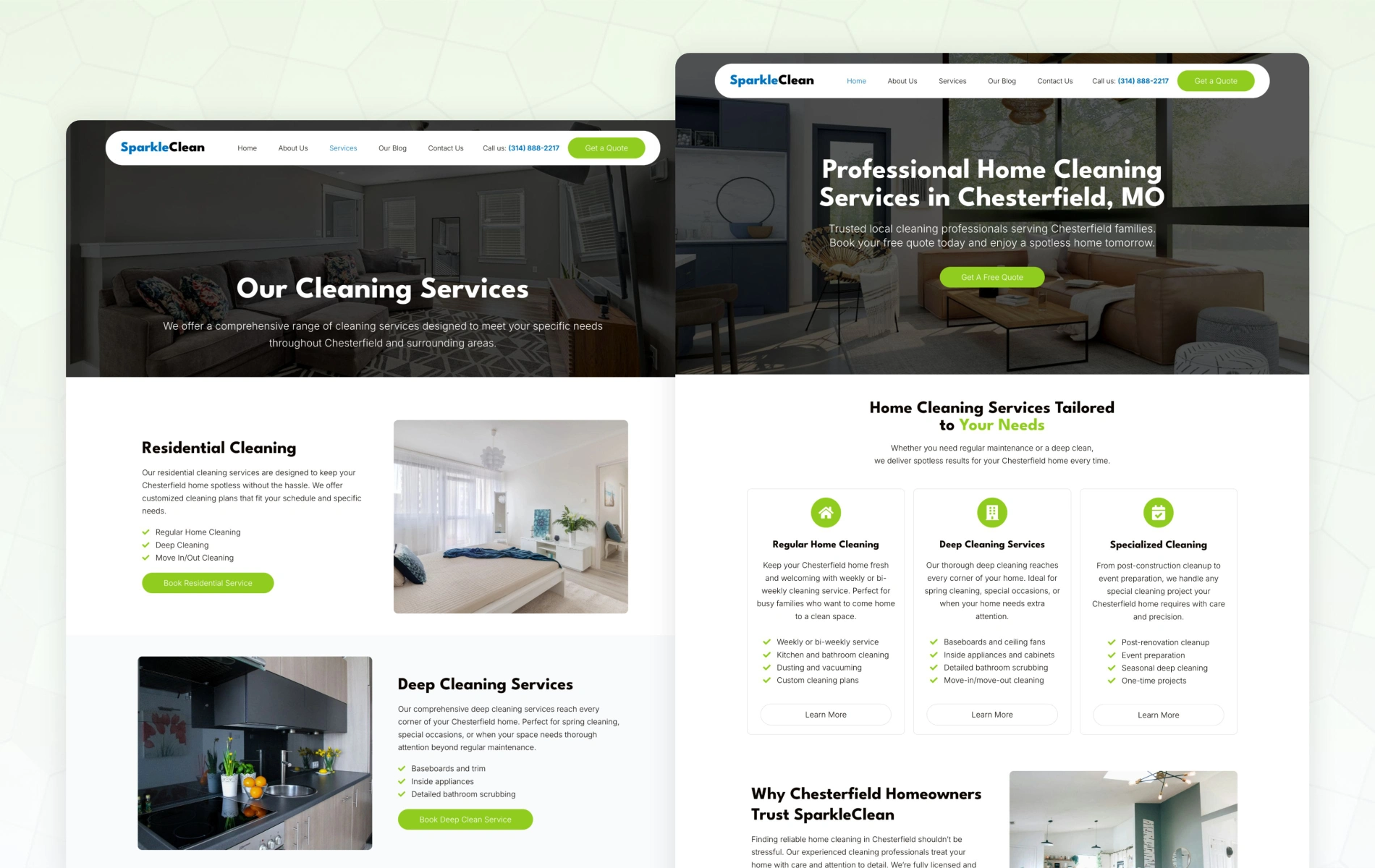 Cleaning Services Website Mockups