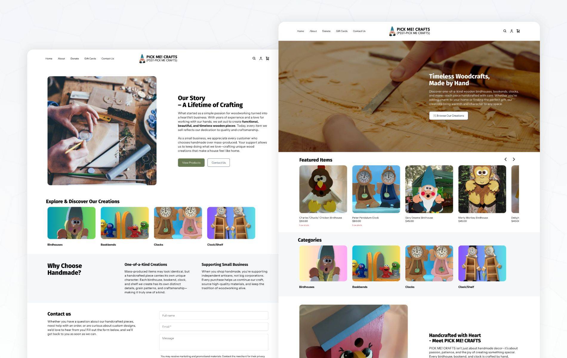 Handmade Woodcraft Online Store Mockups