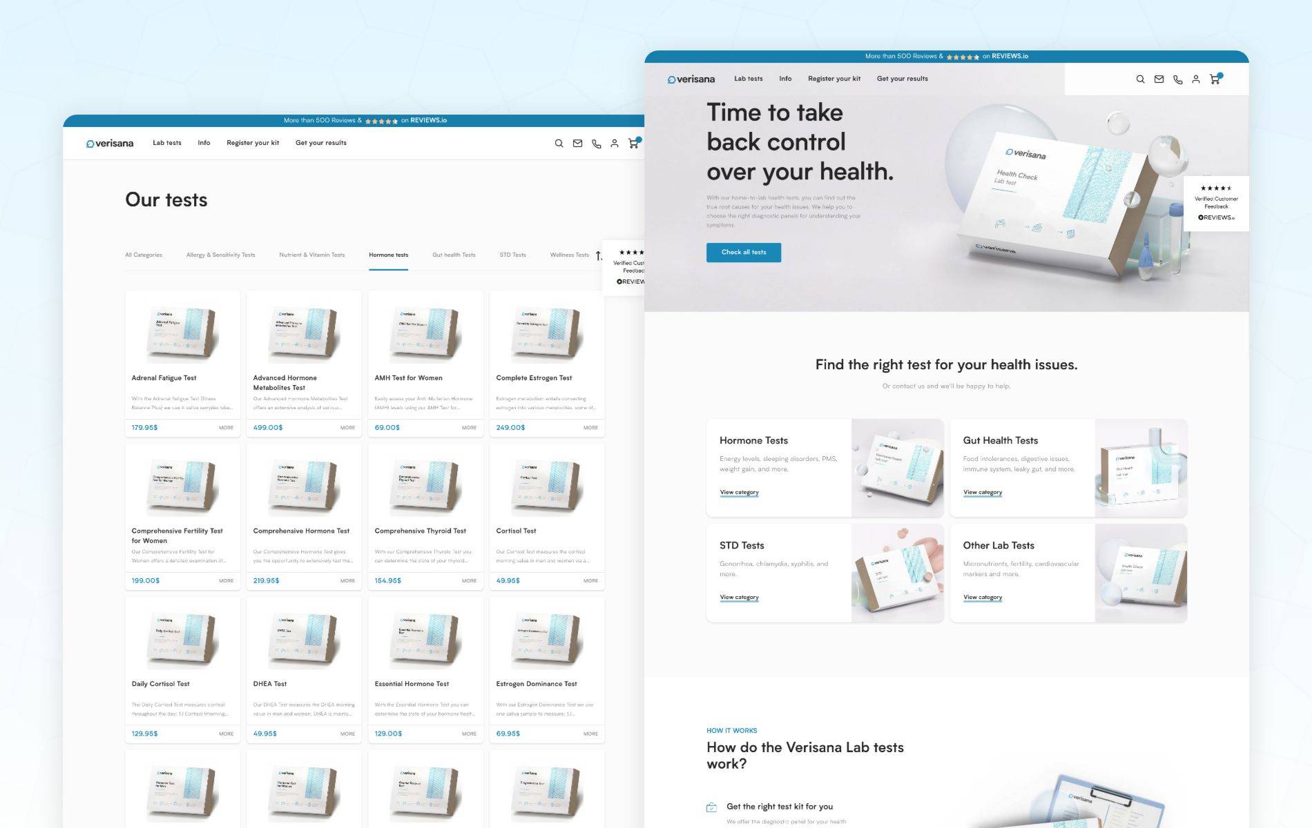 Health Lab Testing Website Mockups
